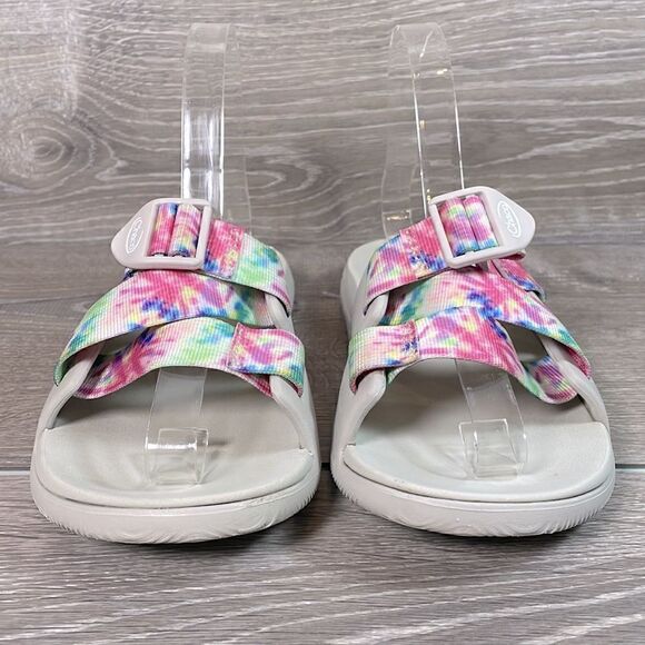 Chaco Chillos Gray Taupe Pastel Tie Dye Women’s Size 6 Slide Slip On Sandals - Picture 2 of 12
